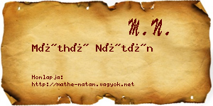 Máthé Nátán névjegykártya